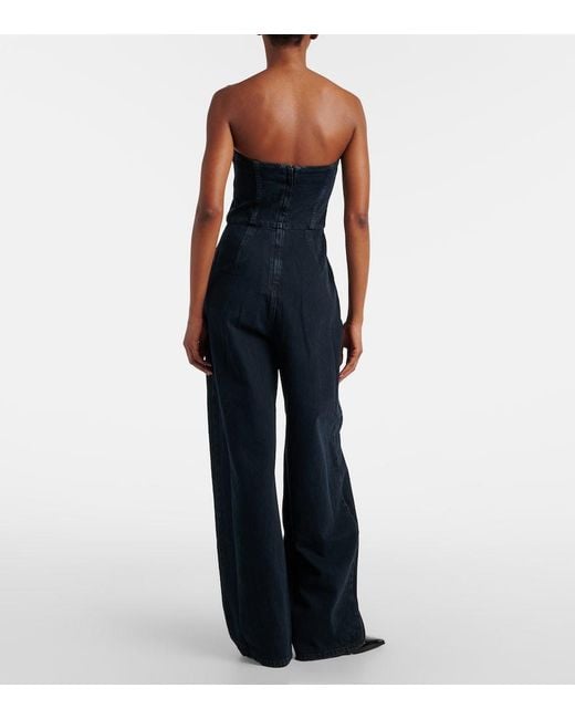 Agolde Blue Agyness Denim Bustier Jumpsuit