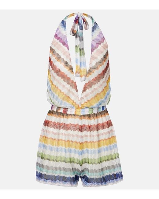 Missoni Multicolor Zigzag Halterneck Romper