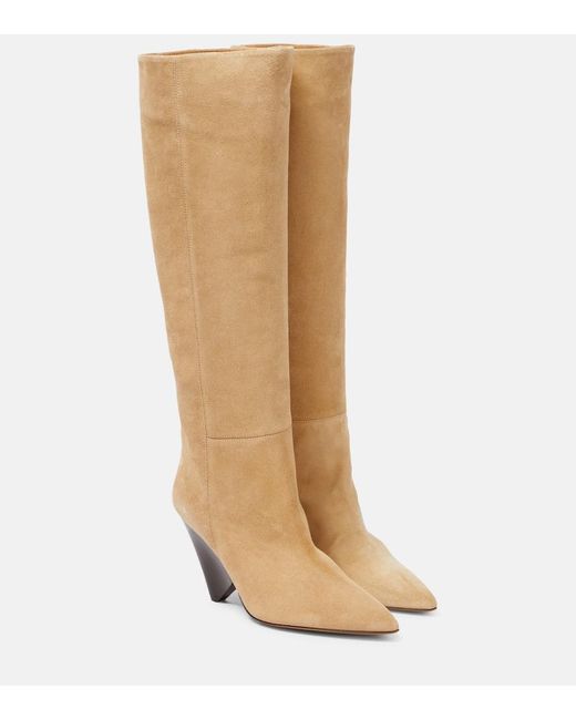Isabel Marant Natural Lakita Suede Knee-High Boots