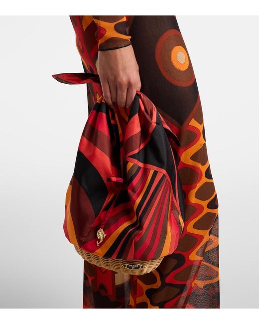 Emilio Pucci Red Picnic Iride Silk Top-Handle Bag