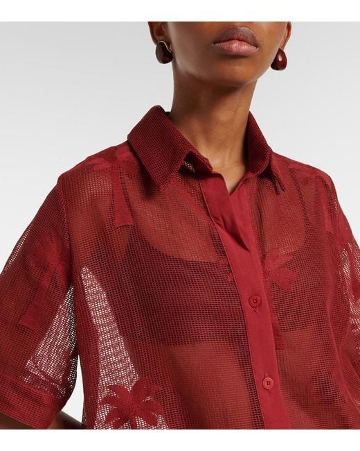 Johanna Ortiz Embroidered Cotton-Blend Mesh Shirt