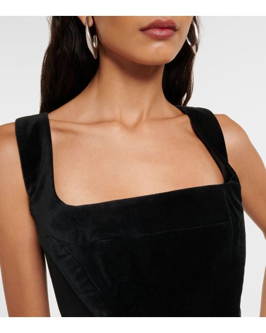 Top corset Lorelai en velours de coton Staud en coloris Black
