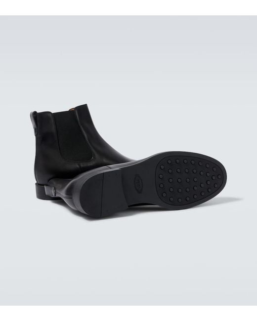 Tod's Black Leather Chelsea Boots for men