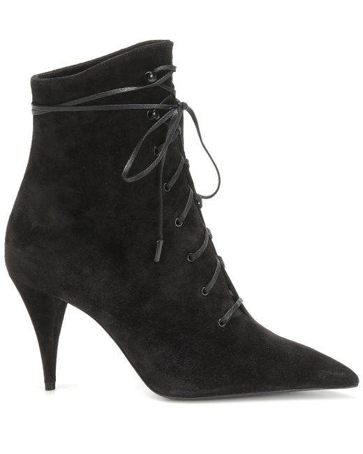 saint laurent black suede ankle boots
