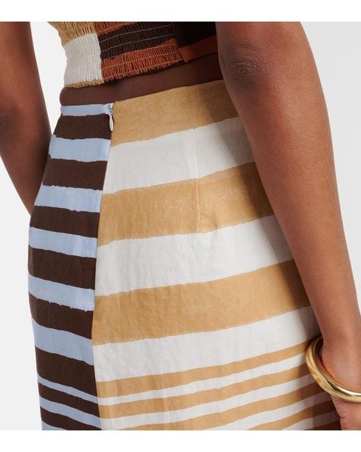 Cala De La Cruz Multicolor Bruna Striped Linen Midi Skirt