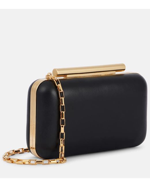 Alexander McQueen Black T-Bar Leather Box Clutch