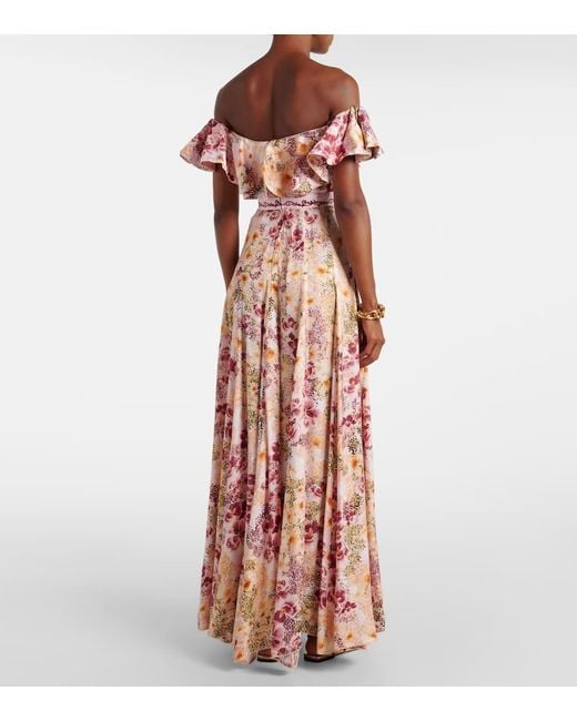 Robe Longue A Fleurs Agua Bendita en coloris Pink
