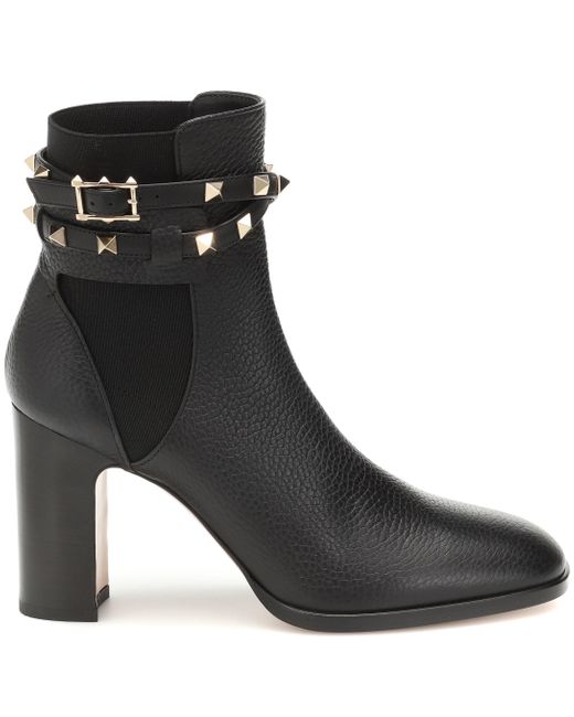 rockstud leather ankle boots