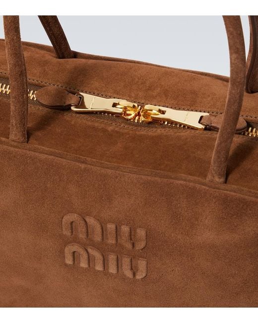 Miu Miu Tote Bag Aus Veloursleder in Brown für Herren