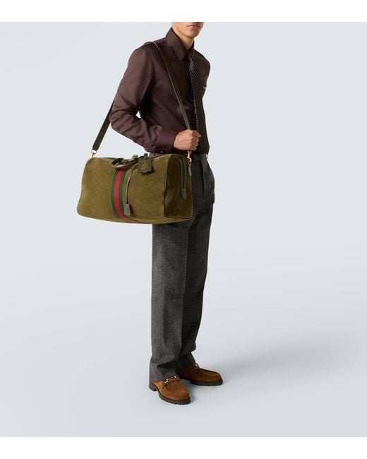 Gucci Green Savoy Medium Suede Duffel Bag for men