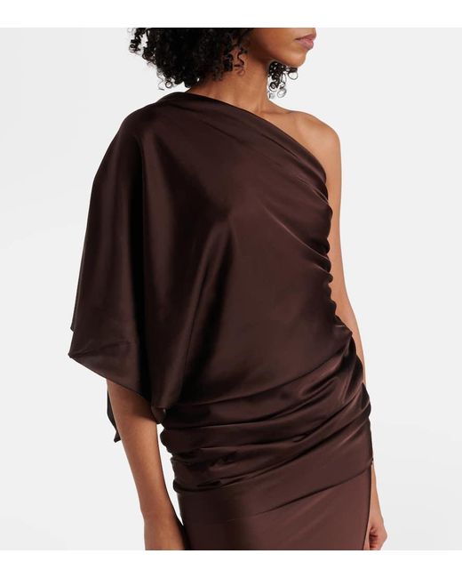 Rick Owens Brown Hollywood Charmeuse Asymmetric Top