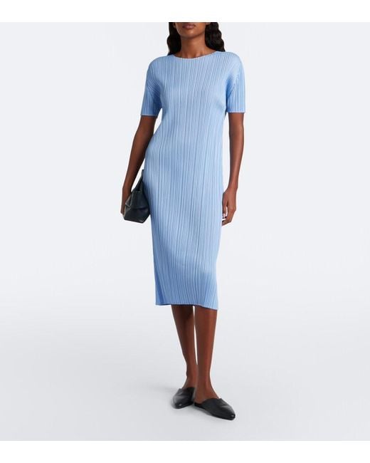 Pleats Please Issey Miyake Blue Monthly Colors: August Pleated Midi Dress