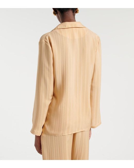Saint Laurent Natural Striped Silk Shirt