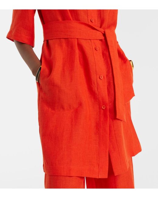 Eres Red Seducteur Linen Shirt Dress
