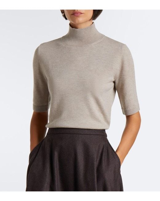 Max Mara Brown Wool High-Neck Sweater