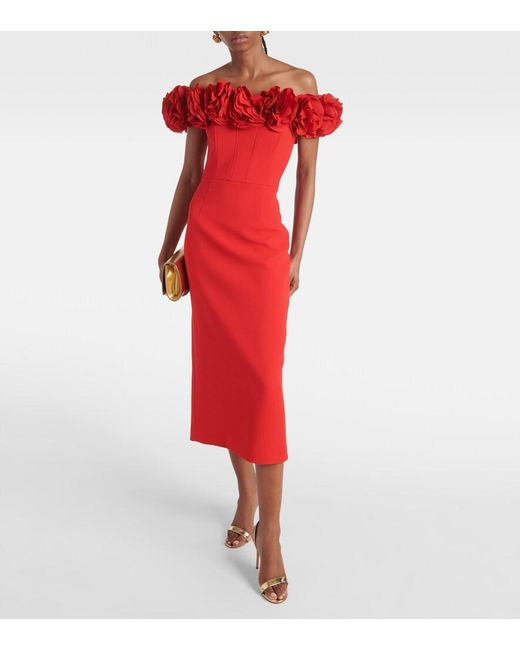 Rebecca Vallance Red Odetta Floral-Applique Bustier Dress