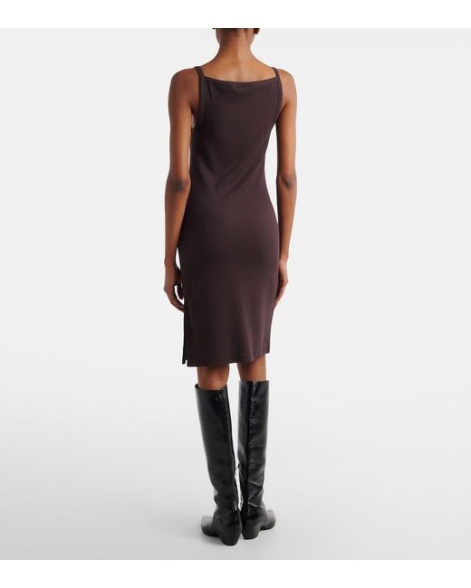 Courreges Black Ribbed-Knit Cotton Jersey Midi Dress
