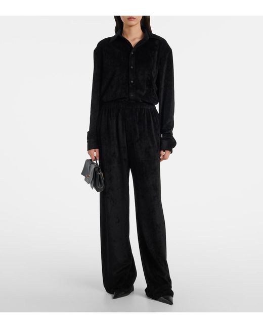 Balenciaga Black High-Rise Wide-Leg Pants