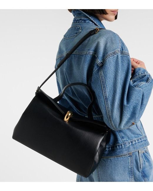 Jacquemus Black Valerie Medium Leather Top-Handle Bag