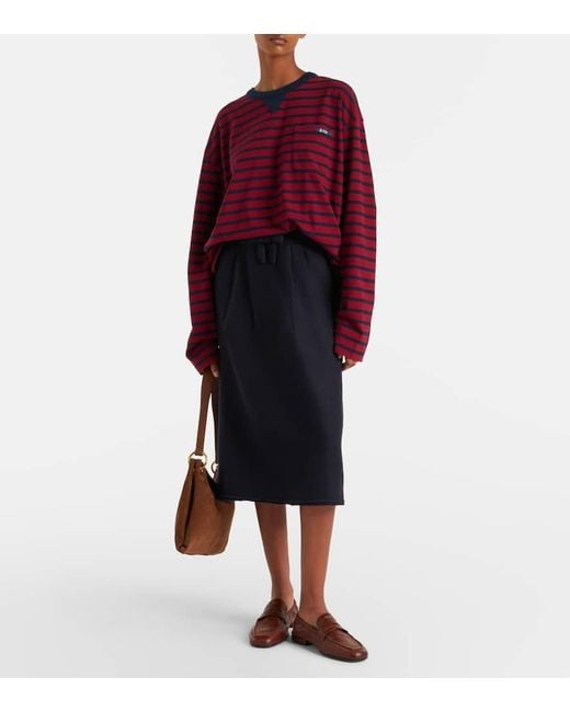 Prada Red Striped Cotton Jersey Top