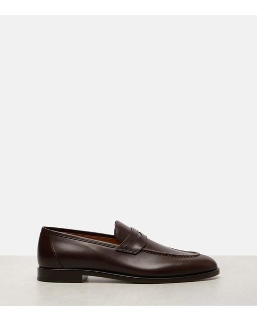 Loro Piana Brown Sergio Leather Penny Loafers