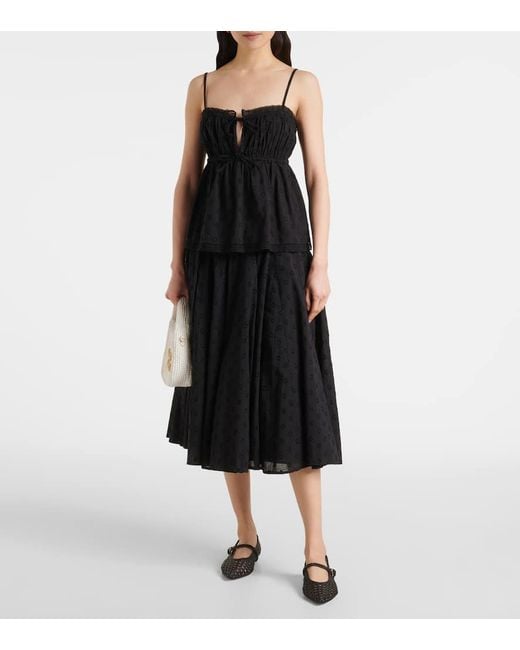 Falda Midi Luisa De Dobby De Algodon Ulla Johnson de color Black