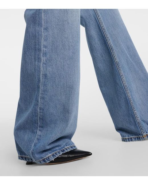 Re/done Blue Mid-Rise Wide-Leg Jeans Loose Boot