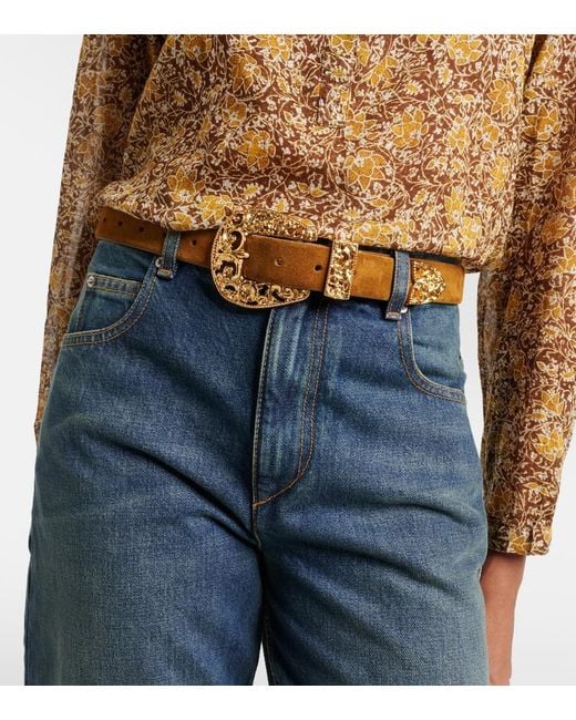 DEHANCHE Brown Versailles Suede Belt