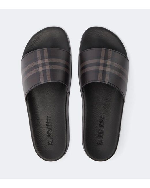 Burberry Black Check Slides for men