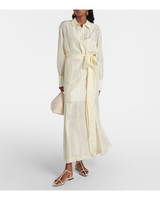 Plan C Natural Belted Silk Shirtdress