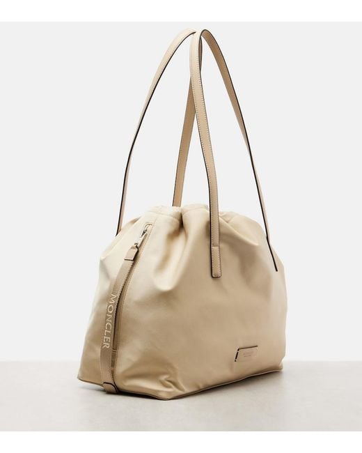 Moncler Natural New Trick Leather-Trimmed Tote Bag