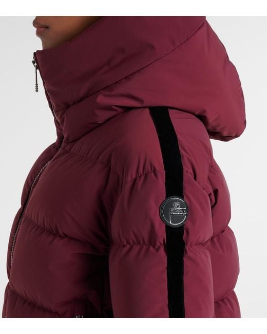 Fusalp Red Barsy Velvet-Trimmed Down Ski Jacket