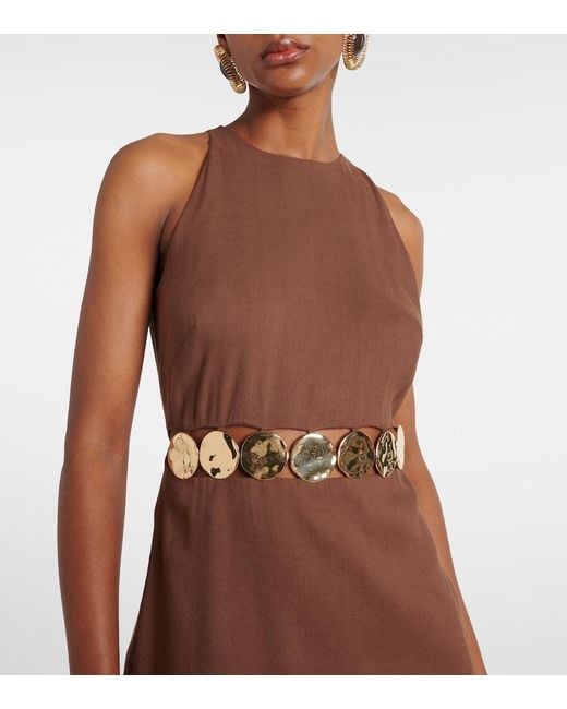 Veronica Beard Brown Isla Embellished Midi Dress