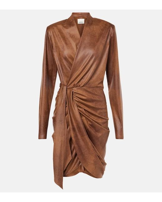 Isabel Marant Brown Aleora Draped Wrap Dress