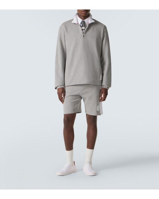 Thom Browne Gray 4-Bar Cotton Jersey Shorts for men