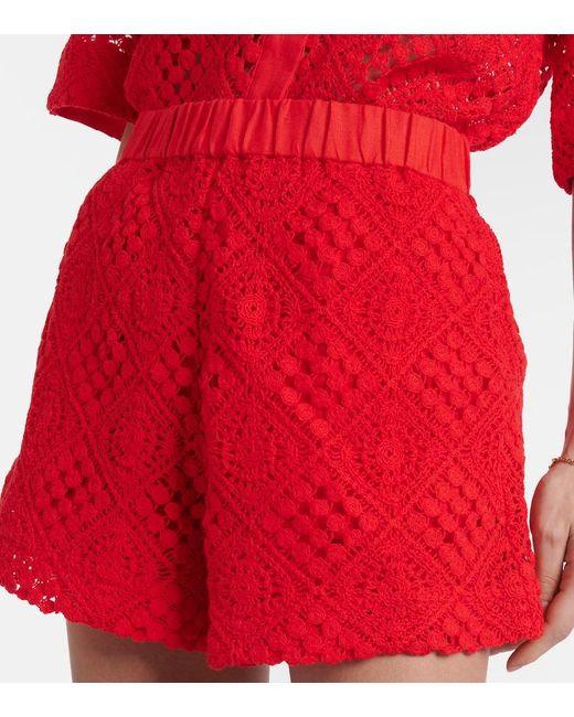 Sir Red Crochet High-Rise Cotton-Blend Shorts