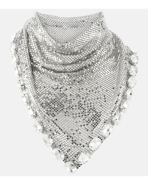 Rabanne Gray Crystal-embellished Chainmail Necklace