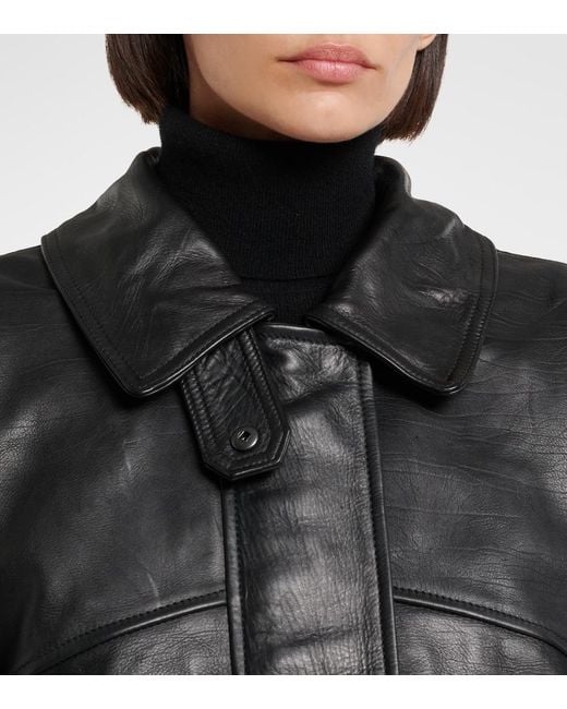 Agolde Black Avril Oversized Leather Jacket