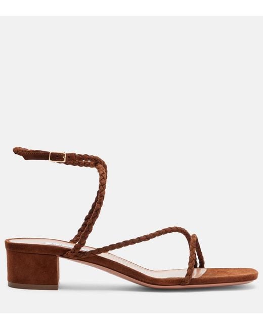 Aquazzura Brown Luca Braided Suede Sandals