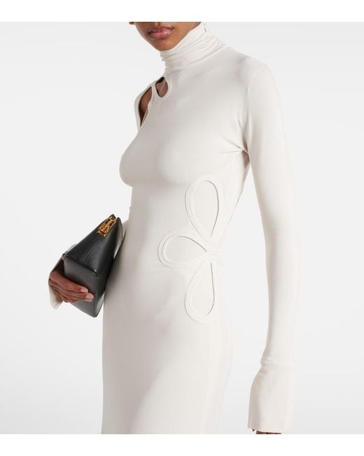 Victoria Beckham White Cutout Jersey Midi Dress