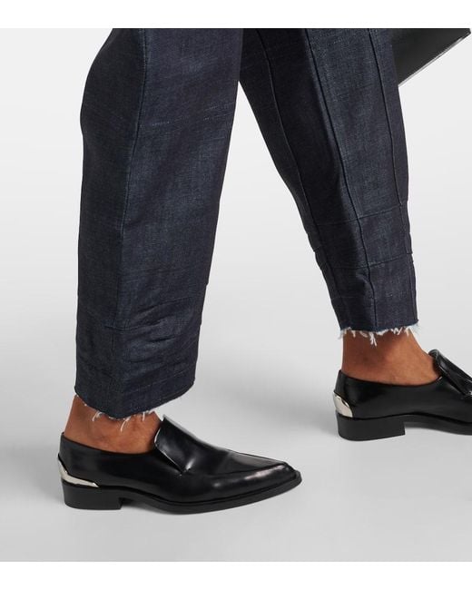 Jil Sander Blue Mid-Rise Tapered Cropped Jeans