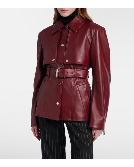 Sportmax Red Stenzone Convertible Leather Jacket