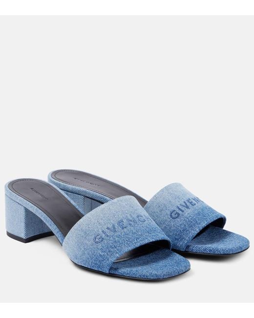 Givenchy Blue Logo Denim Mules