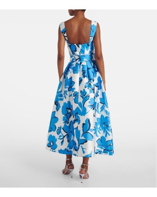 Rebecca Vallance Blue Sapphira Belted Floral Midi Dress