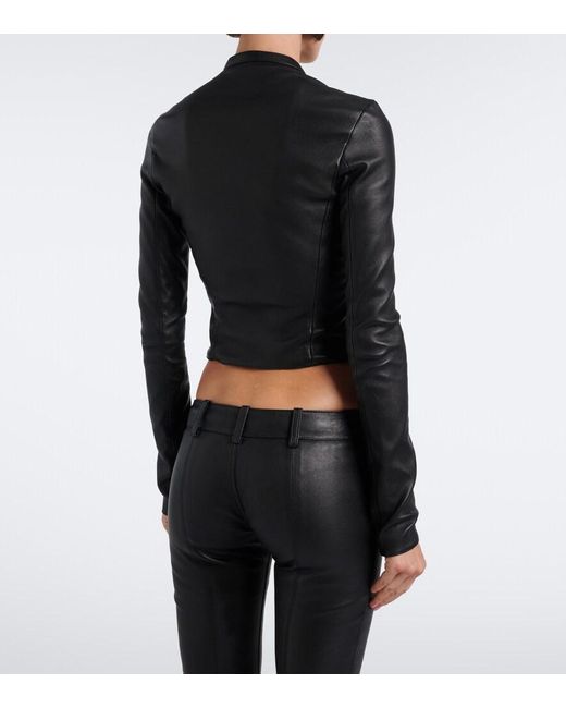 Gucci Black Cropped Leather Jacket