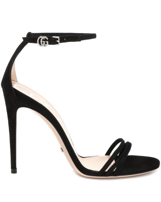 Gucci Black Suede Isle Heeled Sandals Lyst UK