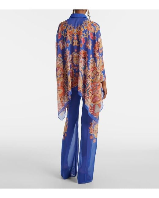 Etro Blue Printed Poncho