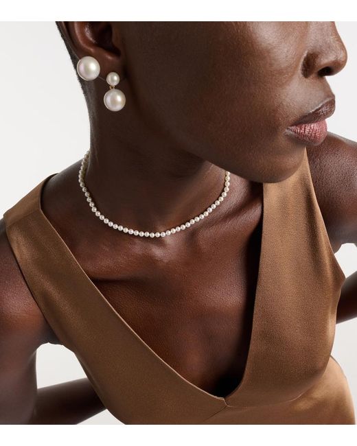 Sophie Bille Brahe White La Belle Moon 14Kt Necklace With Pearls
