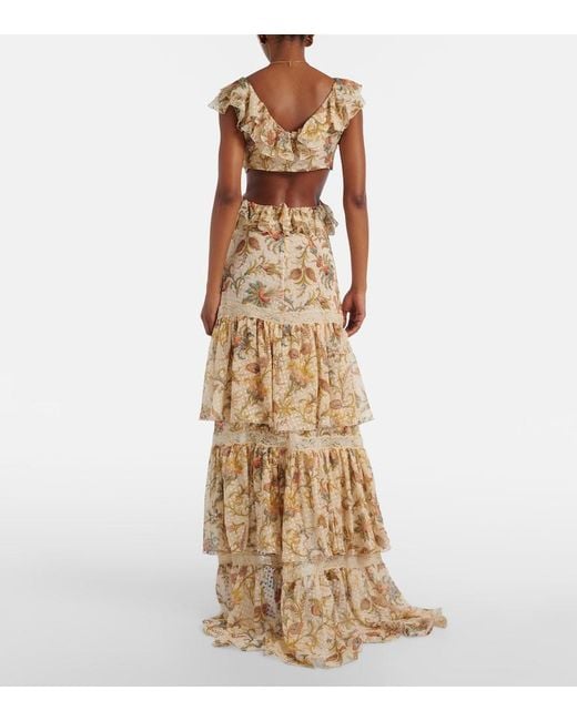 Etro Natural Printed Silk-Blend Maxi Dress