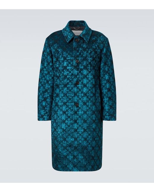 Dries Van Noten Blue Checked Coat for men